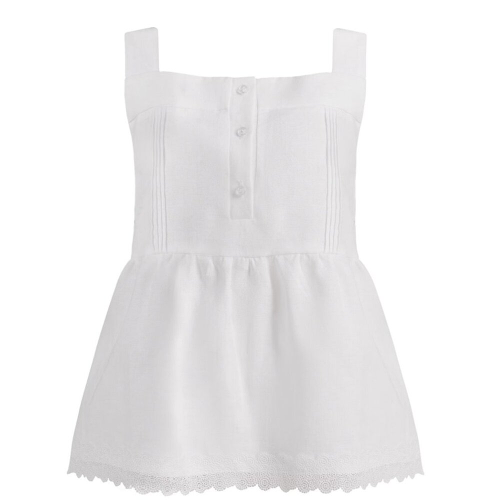 100% Linen Top With Lace (S)